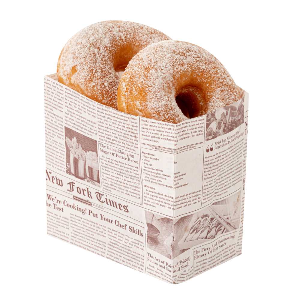Bag Tek Sepia Newsprint Paper Small Snack Bag - 4" x 2 1/4" x 3 3/4" - 4000 count box