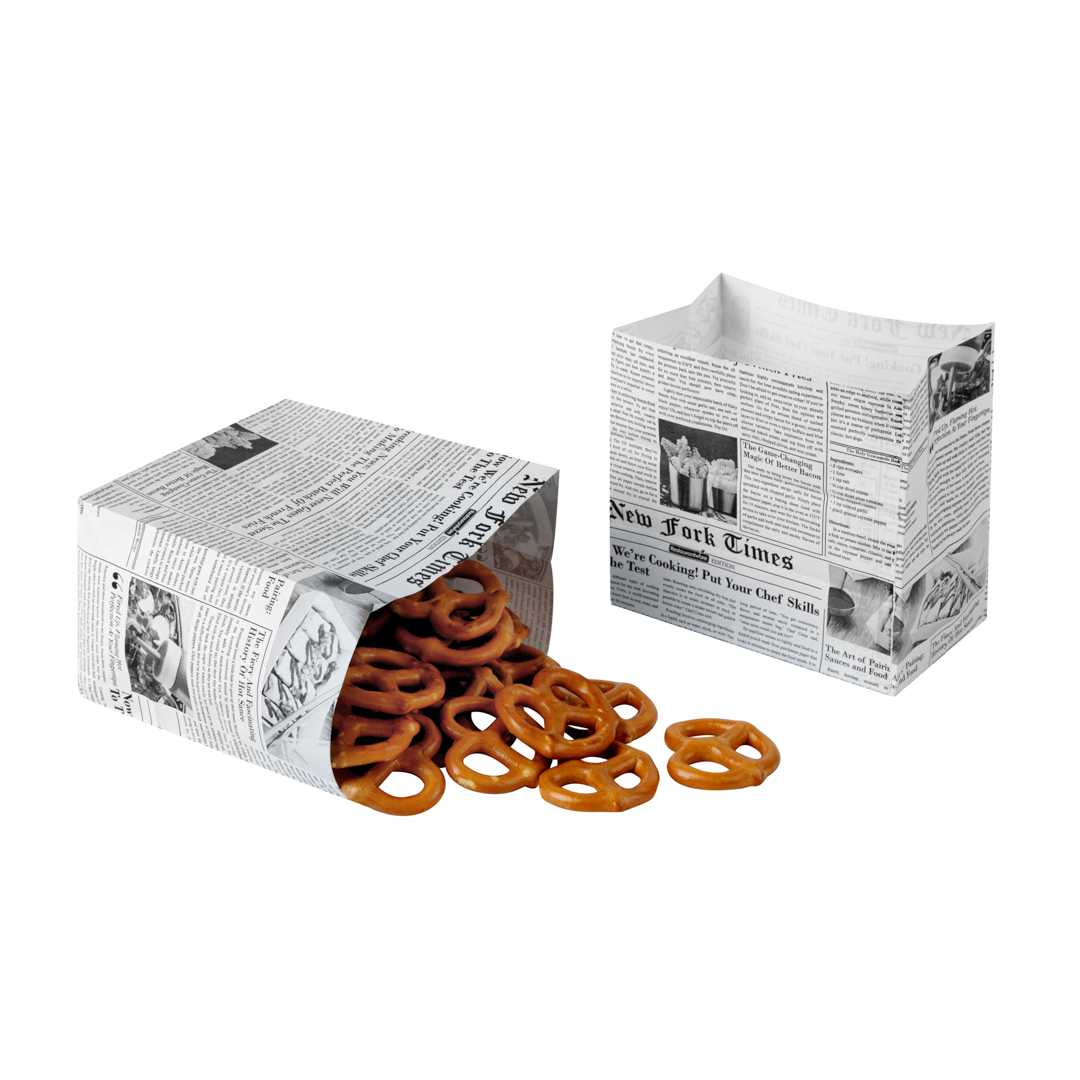 Bag Tek Newsprint Paper Small Snack Bag - 4" x 2 1/4" x 3 3/4" - 4000 count box
