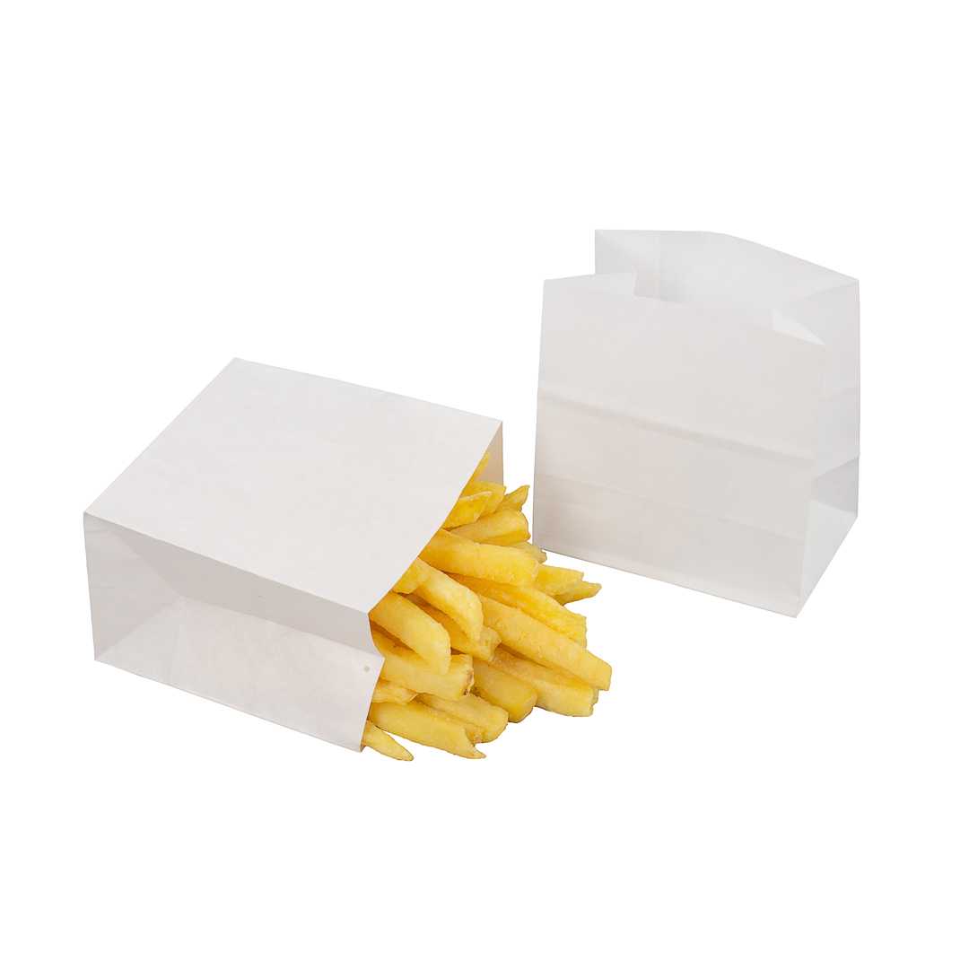 Bag Tek White Paper Small Snack Bag - 4" x 2 1/4" x 3 3/4" - 4000 count box