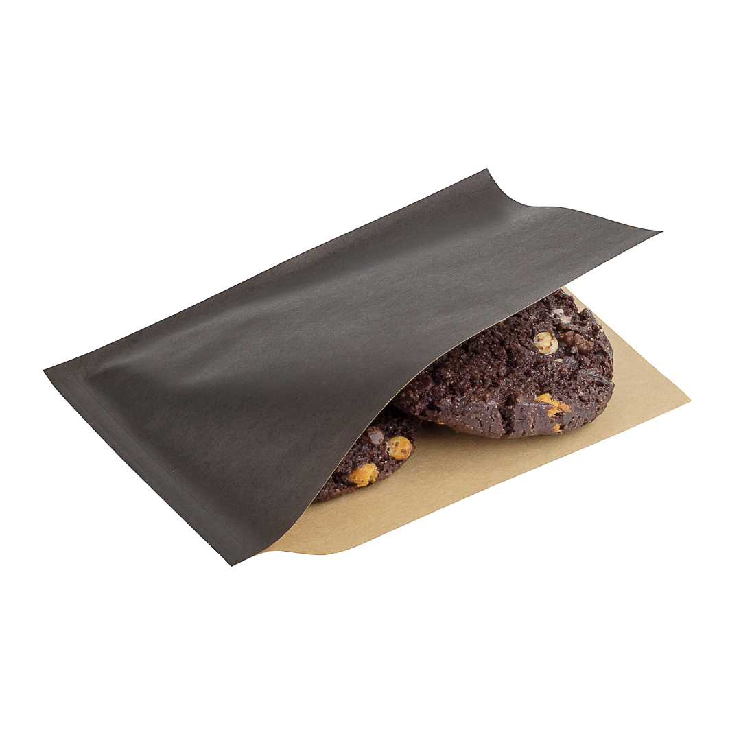 Bag Tek Black Paper Small Double Open Bag - Greaseproof - 6 1/4" x 4 3/4" - 8000 count box