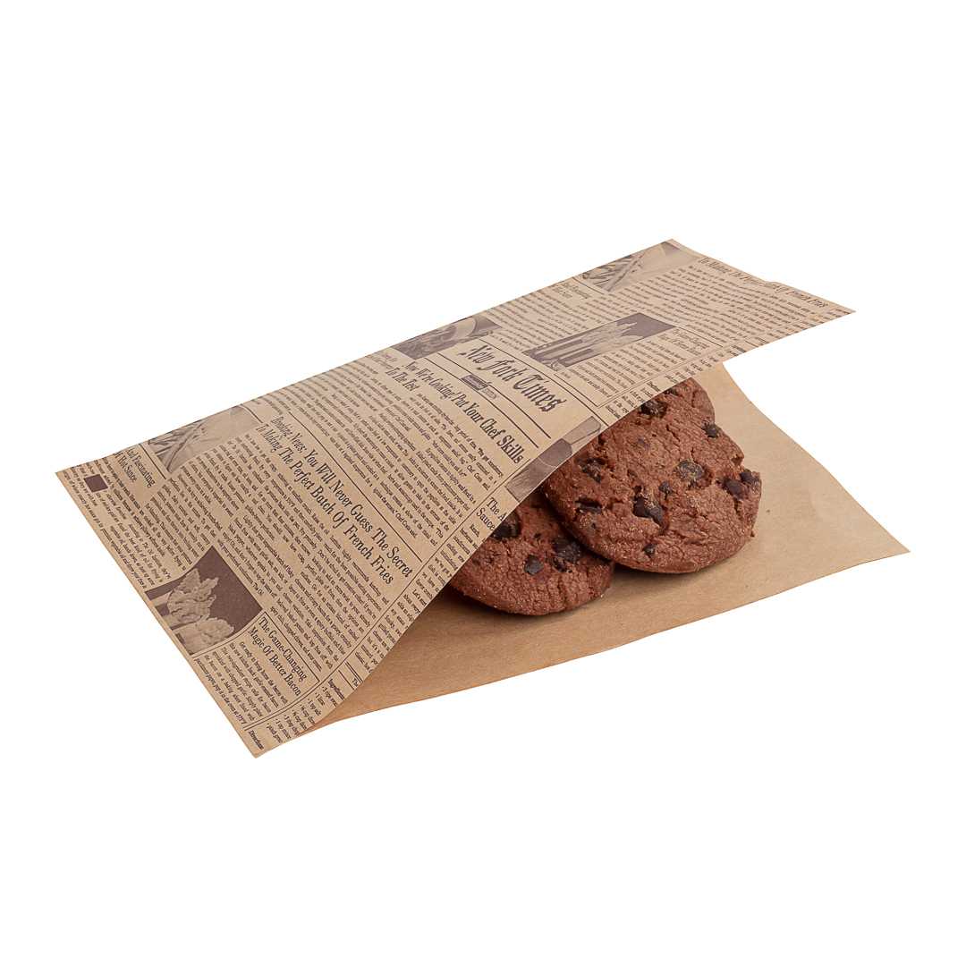 Bag Tek Newsprint Paper Small Double Open Bag - Greaseproof - 6 1/4" x 4 3/4" - 8000 count box