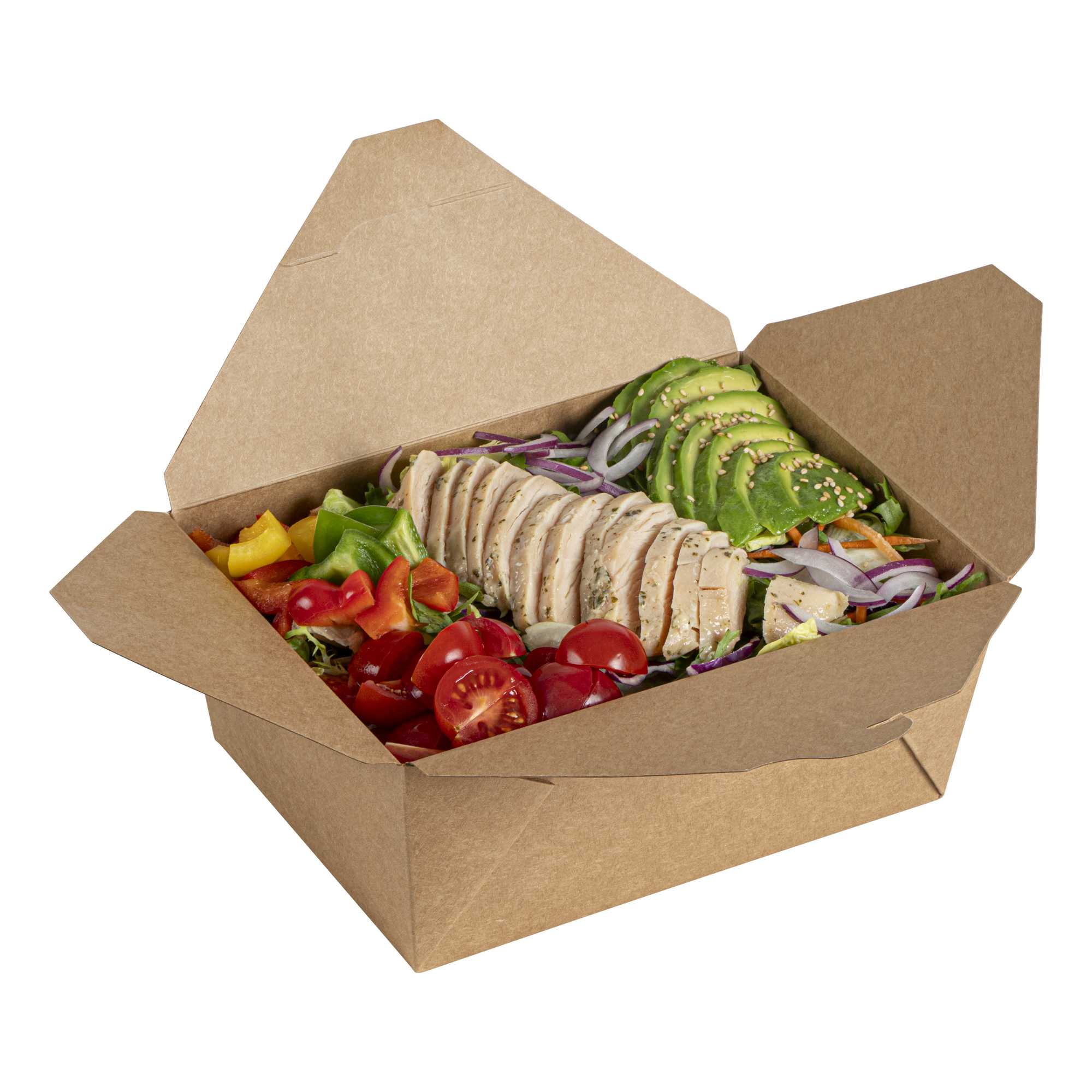 Bio Tek 98 oz Rectangle Kraft Paper Microwavable #4 Bio Box Take Out Container - 8 1/2" x 6 1/4" x 3 1/2" - 200 count box