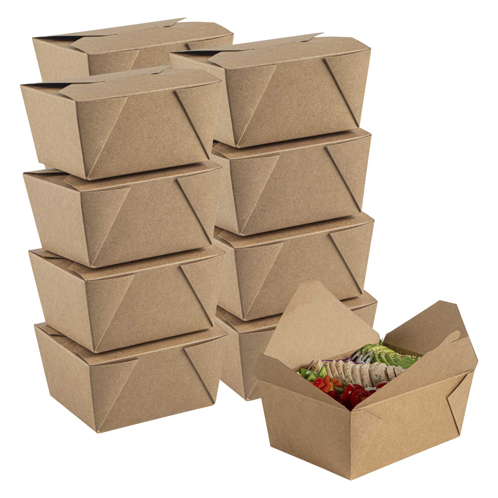 Bio Tek 98 oz Rectangle Kraft Paper Microwavable #4 Bio Box Take Out Container - 8 1/2" x 6 1/4" x 3 1/2" - 50 count box
