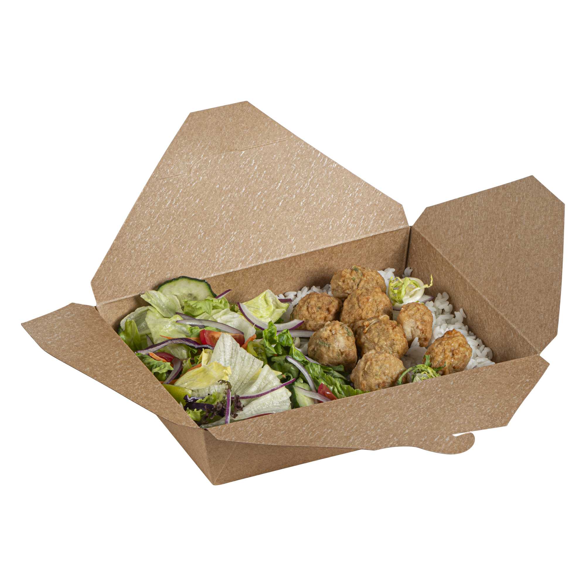 Bio Tek 49 oz Rectangle Kraft Paper Microwavable #2 Bio Box Take Out Container - 8 1/2" x 6 1/4" x 2" - 50 count box