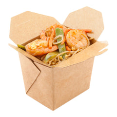 Bio Tek 8 oz Square Kraft Paper Microwavable Noodle Take Out Container - 2 3/4
