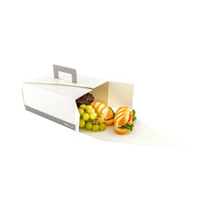 Cater Tek Rectangle White and Gray Paper Deep Take Out Container - with Handle - 9