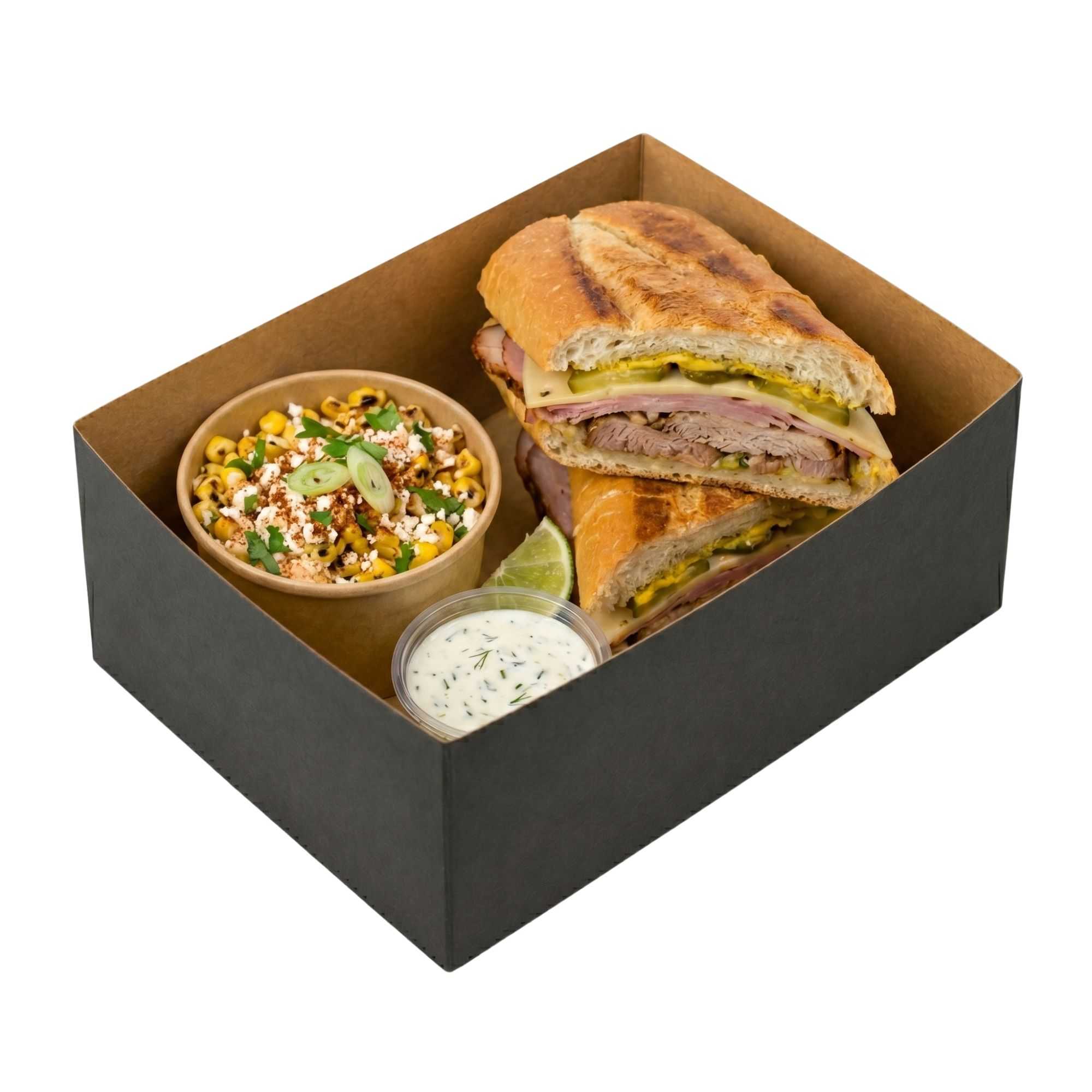 Bio Tek Rectangle Black Paper Sandwich / Burger Open Tray - 8 1/2" x 6" x 3 1/2" - 100 count box