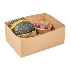 Bio Tek Rectangle Kraft Paper Sandwich / Burger Open Tray - 8 1/2