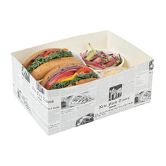 Bio Tek Rectangle Newsprint Paper Sandwich / Burger Open Tray - 8 1/2