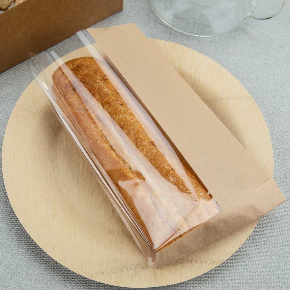Bag Tek Kraft Paper Large Bread Bag - Side Window - 6" x 2 3/4" x 11 1/2" - 1000 count box