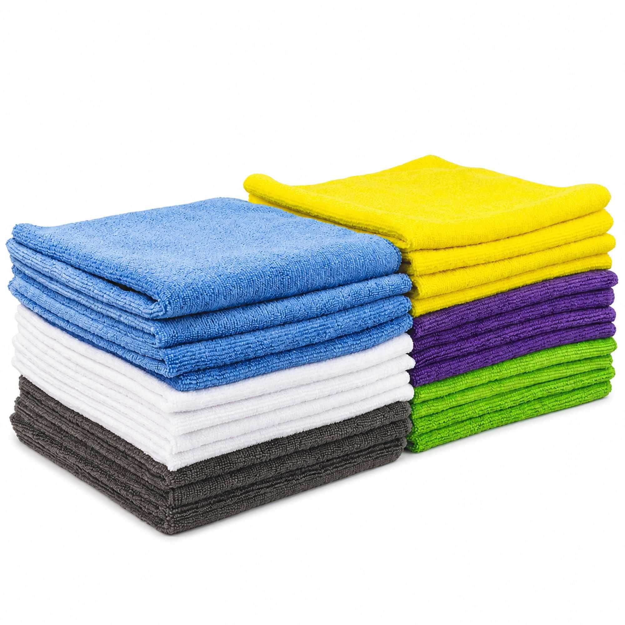 Clean Tek Professional Microfiber Cleaning Cloth - 6 Colors - 16" x 16" - 60 count box