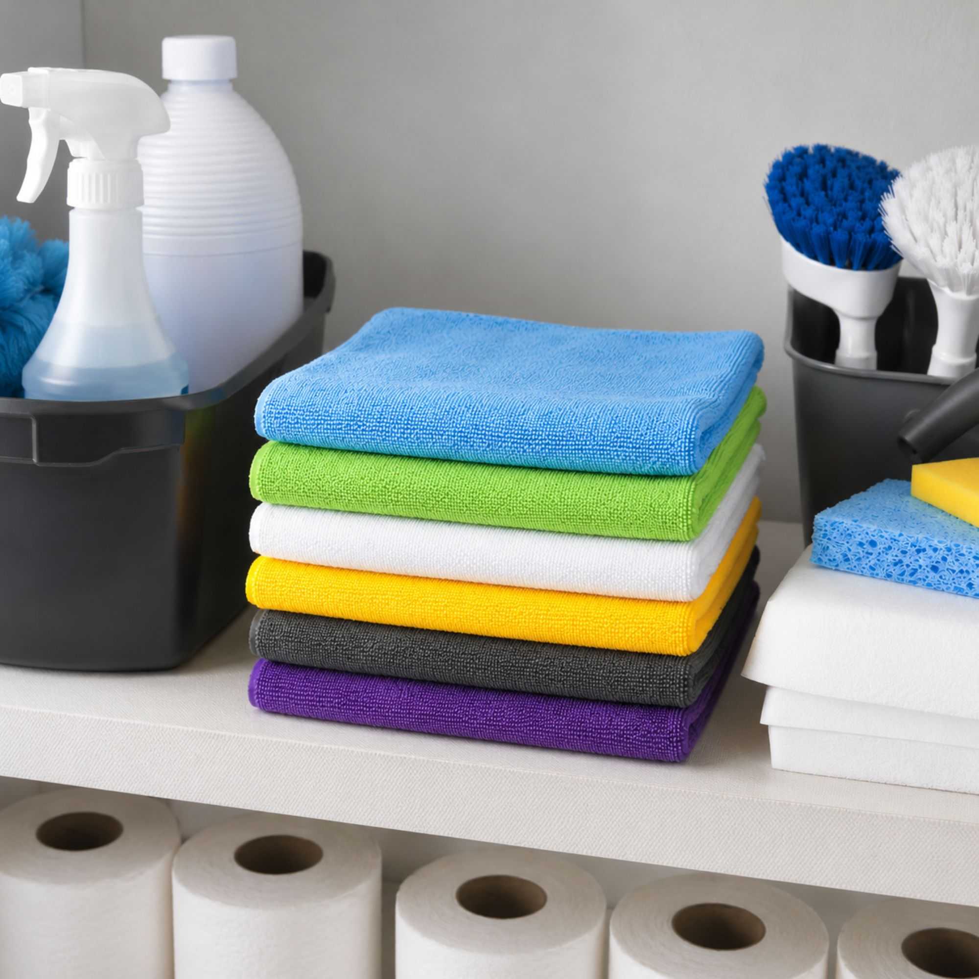 Clean Tek Professional Microfiber Cleaning Cloth - 6 Colors - 16" x 16" - 60 count box