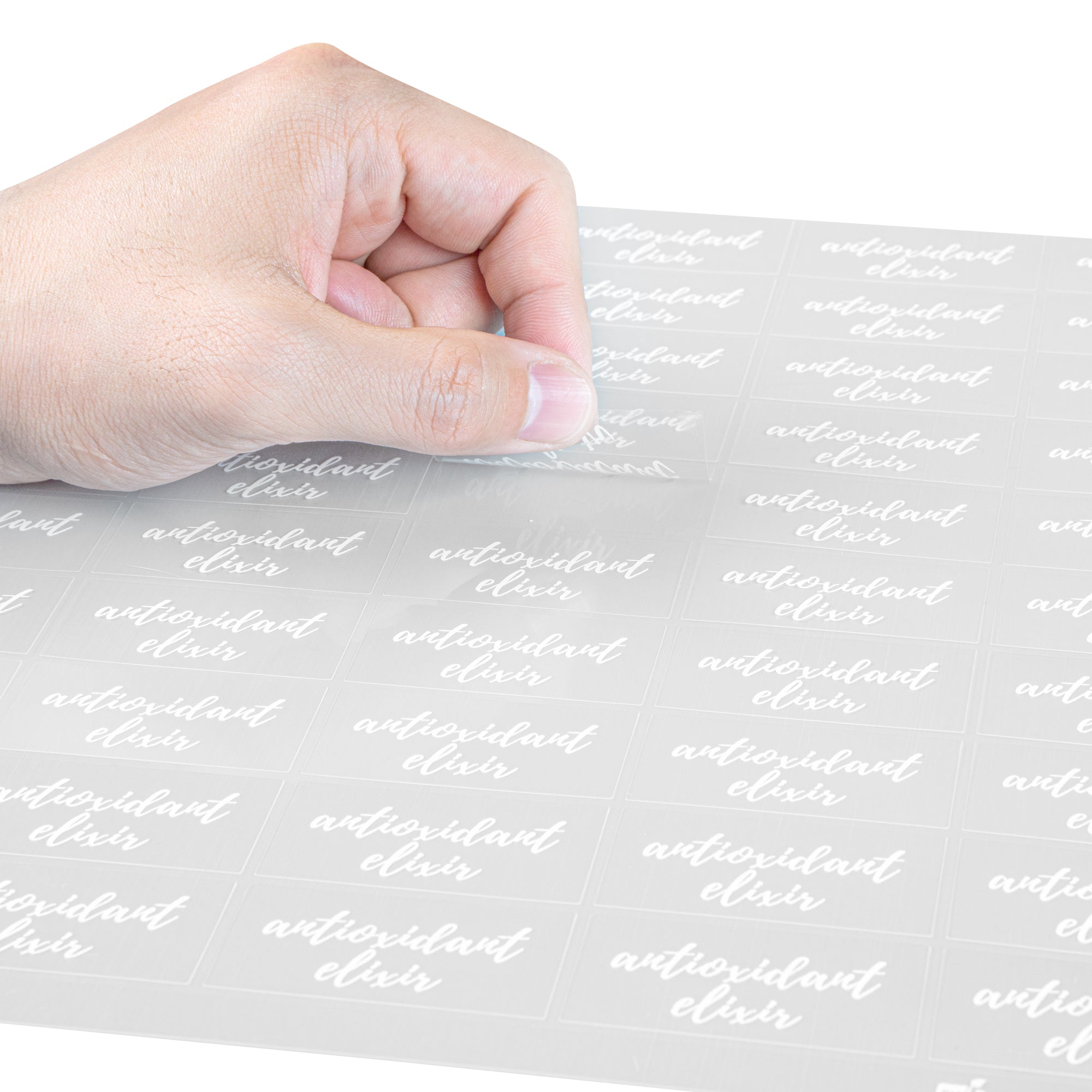 Label Tek Plastic Antioxidant Elixir Label - Clear with White Font ...