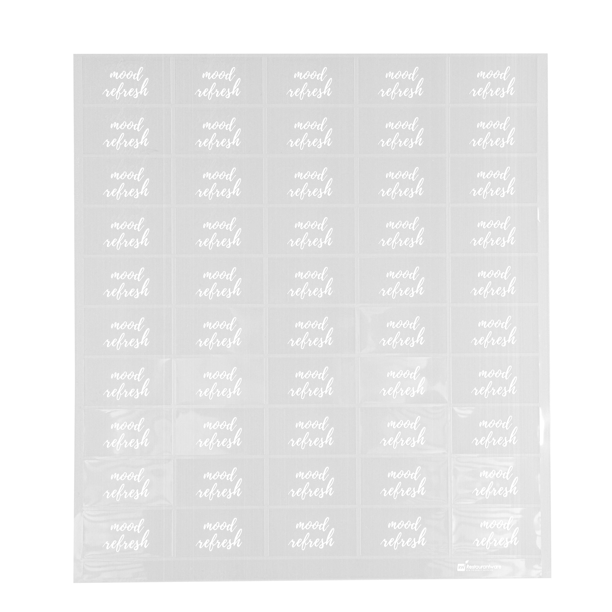 Refresh Label Label Tek Plastic Mood Refresh Label - Clear with White Font, Water ...