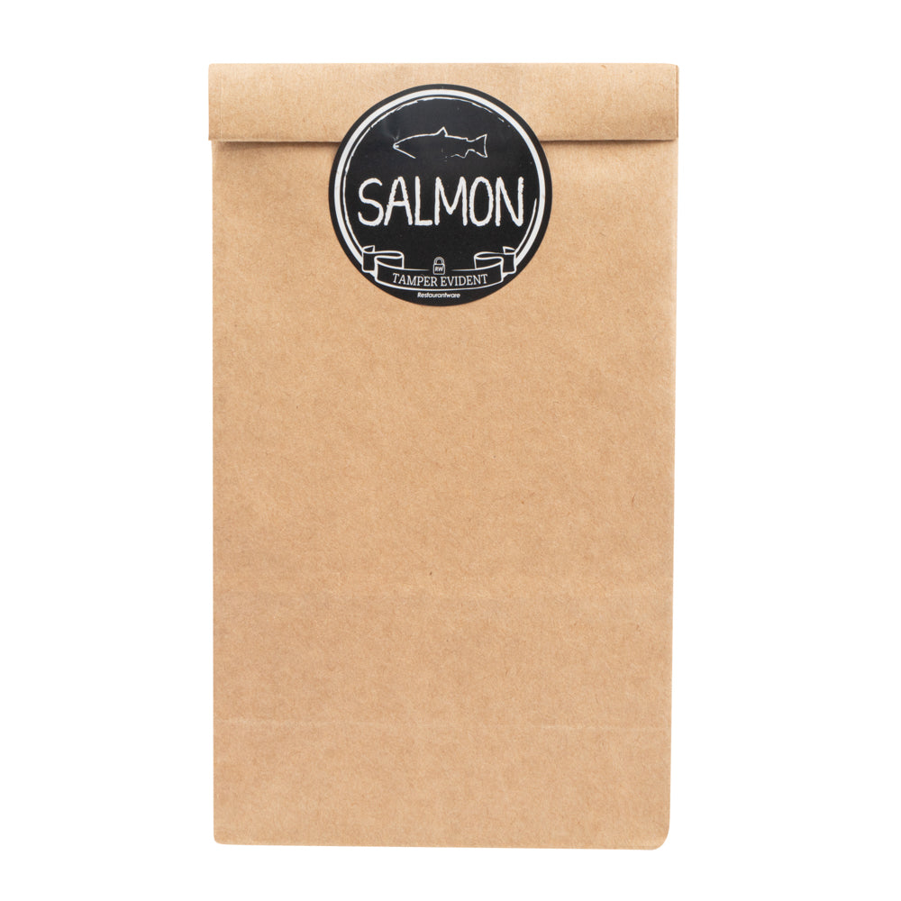 Samon Label Label Tek Plastic Salmon Label - Black with White Font, Tamper-Evident ...