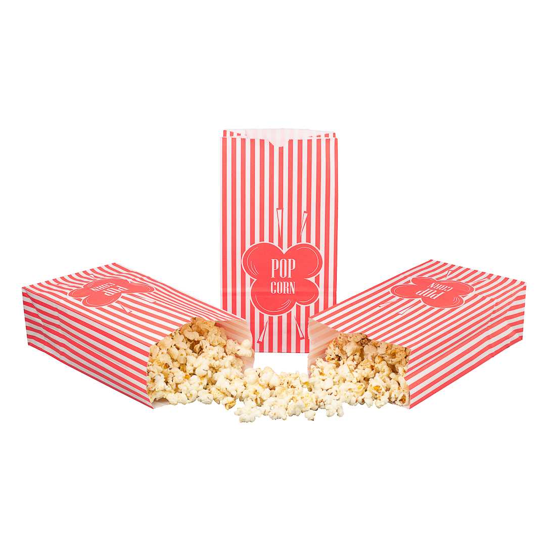 Bag Tek 2 oz Red Paper Popcorn Bag - 5 1/4" x 3" x 10" - 1400 count box