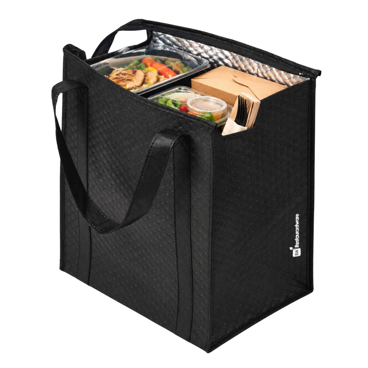 Delivery Tek Black Food Delivery Bag - Insulated - 15" x 13 1/4" x 9 1/2" - 10 count box