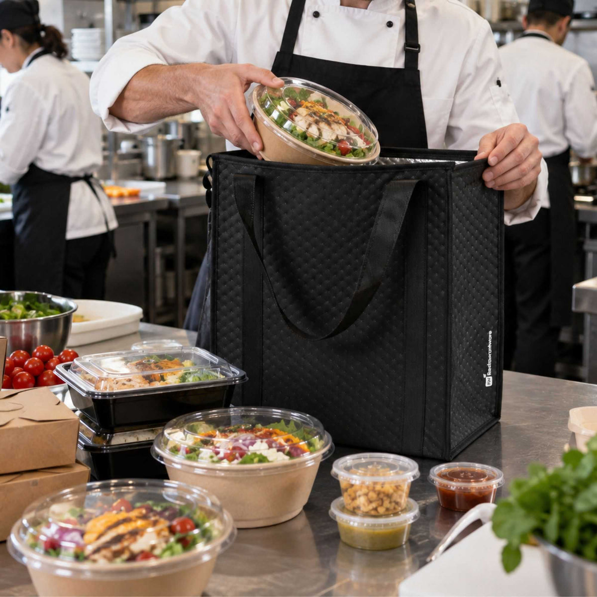 Delivery Tek Black Food Delivery Bag - Insulated - 15" x 13 1/4" x 9 1/2" - 10 count box
