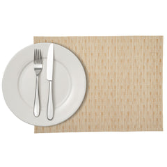 Speculo Rectangle Tan Vinyl Woven Placemat - Wave Pattern - 16