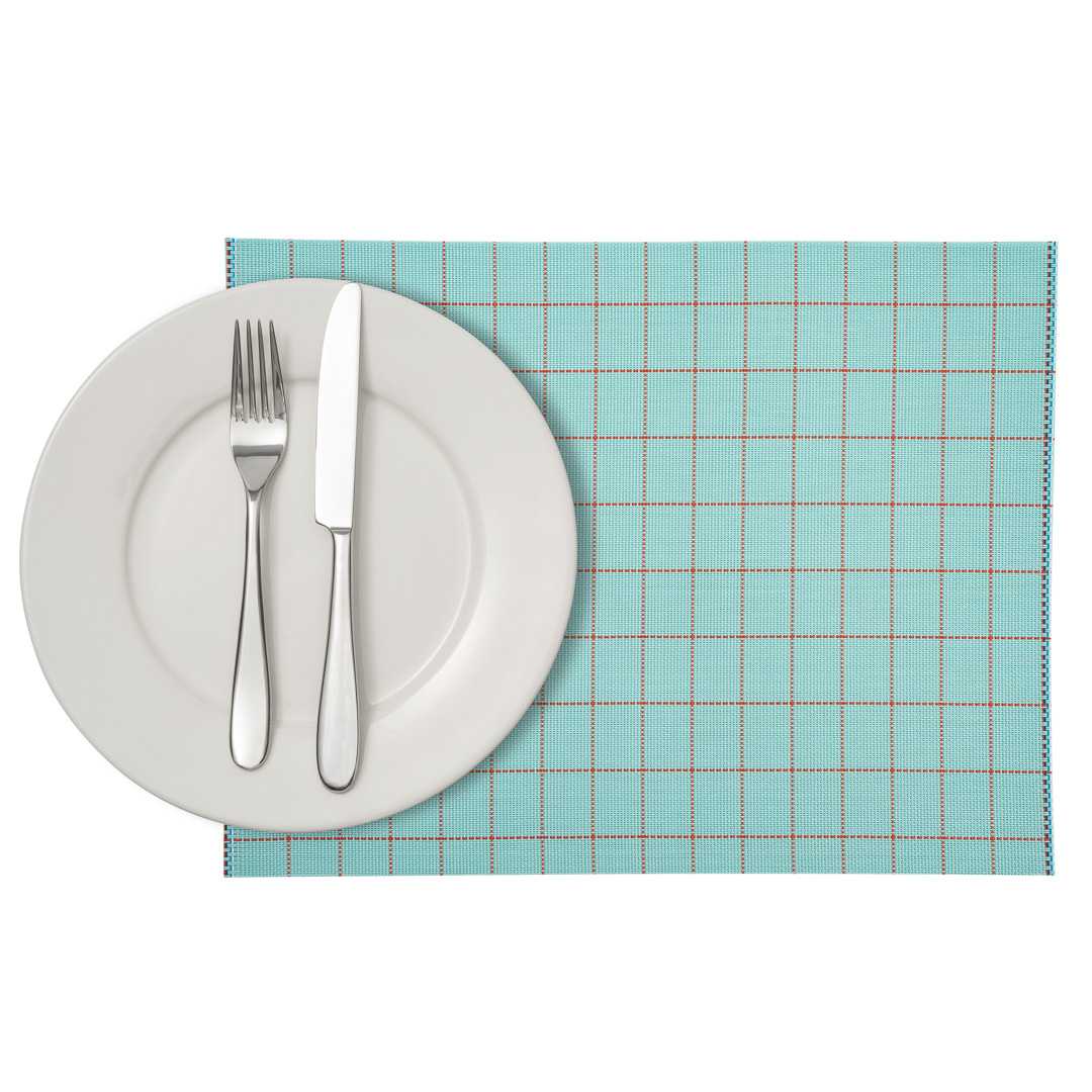 Imperial Rectangle Blue Vinyl Woven Placemat - 16" x 12" - 204 count box