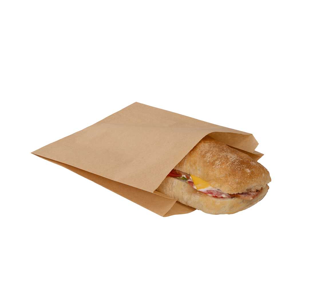 Bag Tek Kraft Paper Sandwich / Snack Bag - Silicone-Coated - 7" x 2" x 9" - 3000 count box