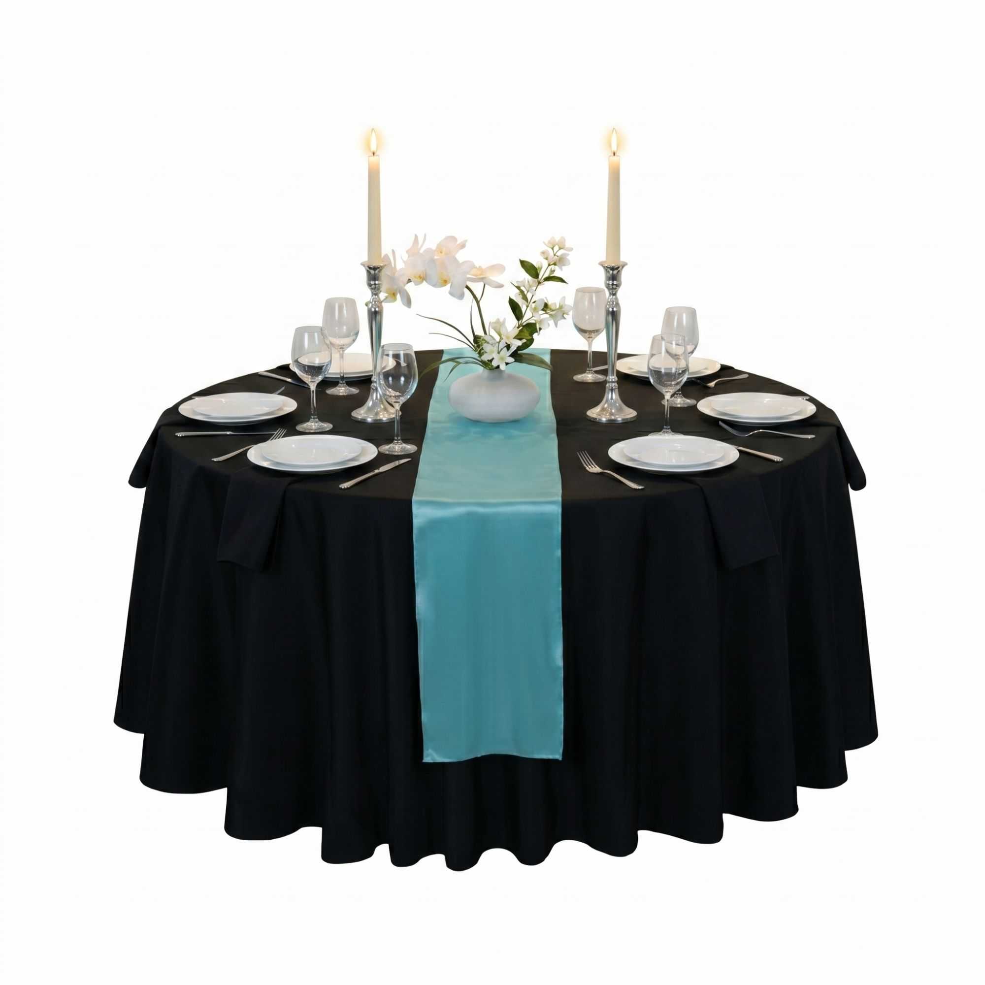 Table Tek Teal Satin Table Runner - 12" x 108" - 10 count box