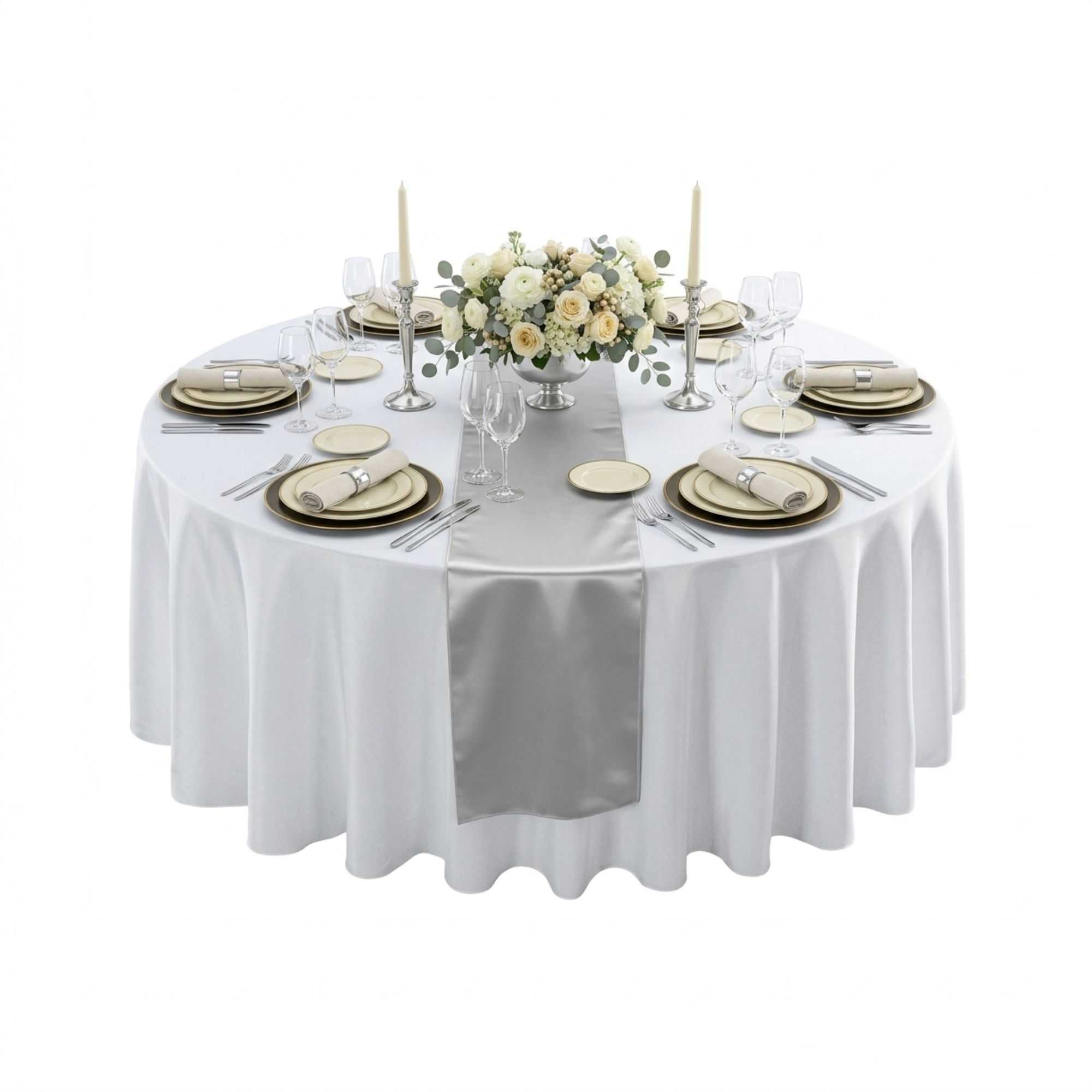 Table Tek Silver Satin Table Runner - 12" x 108" - 300 count box