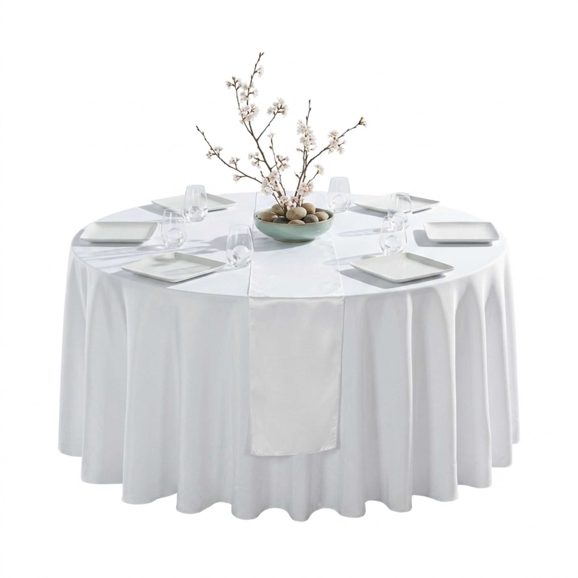 Table Tek White Satin Table Runner - 12" x 108" - 10 count box