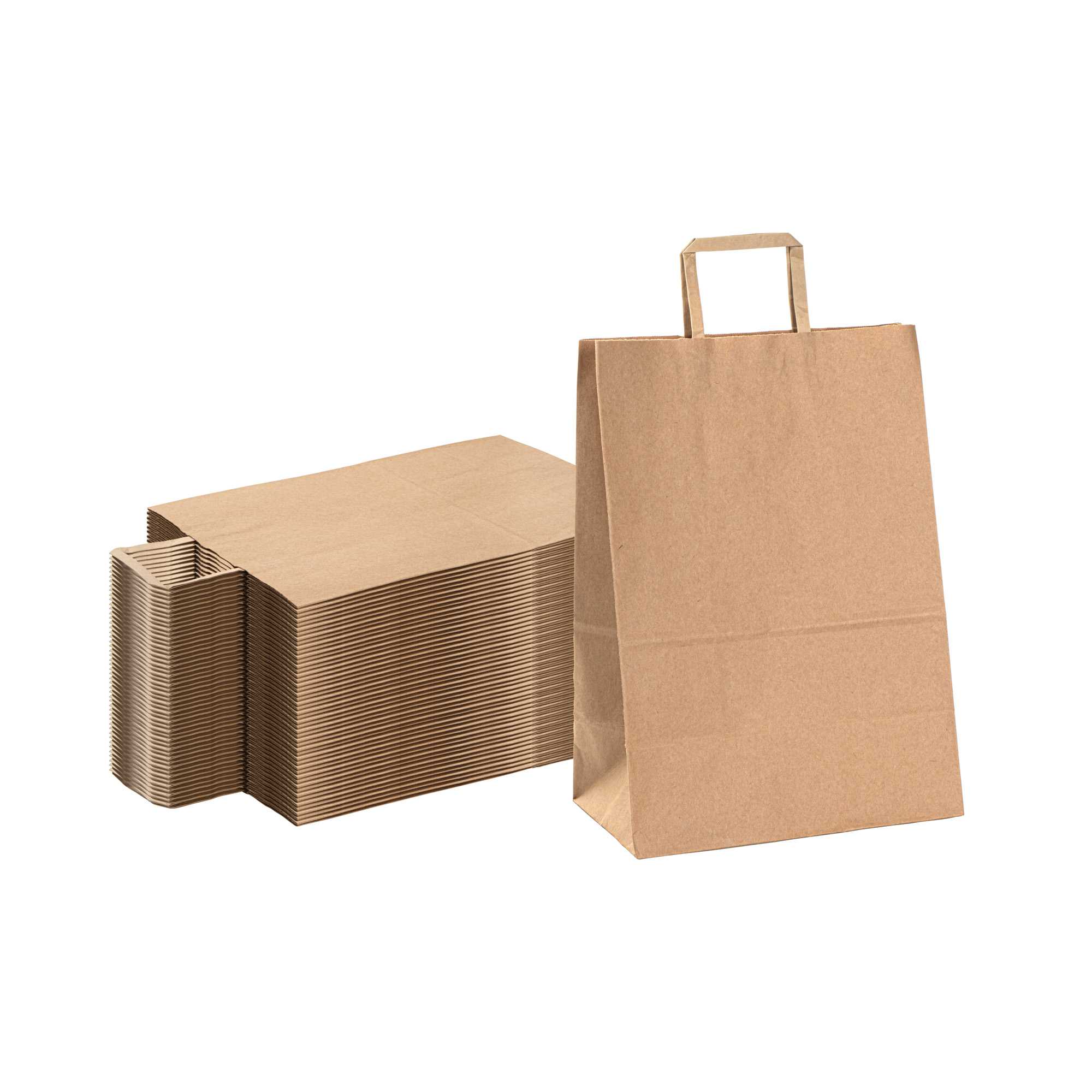 Bag Tek Kraft Paper Retail Bag - with Handles - 12" x 7" x 17" - 100 count box