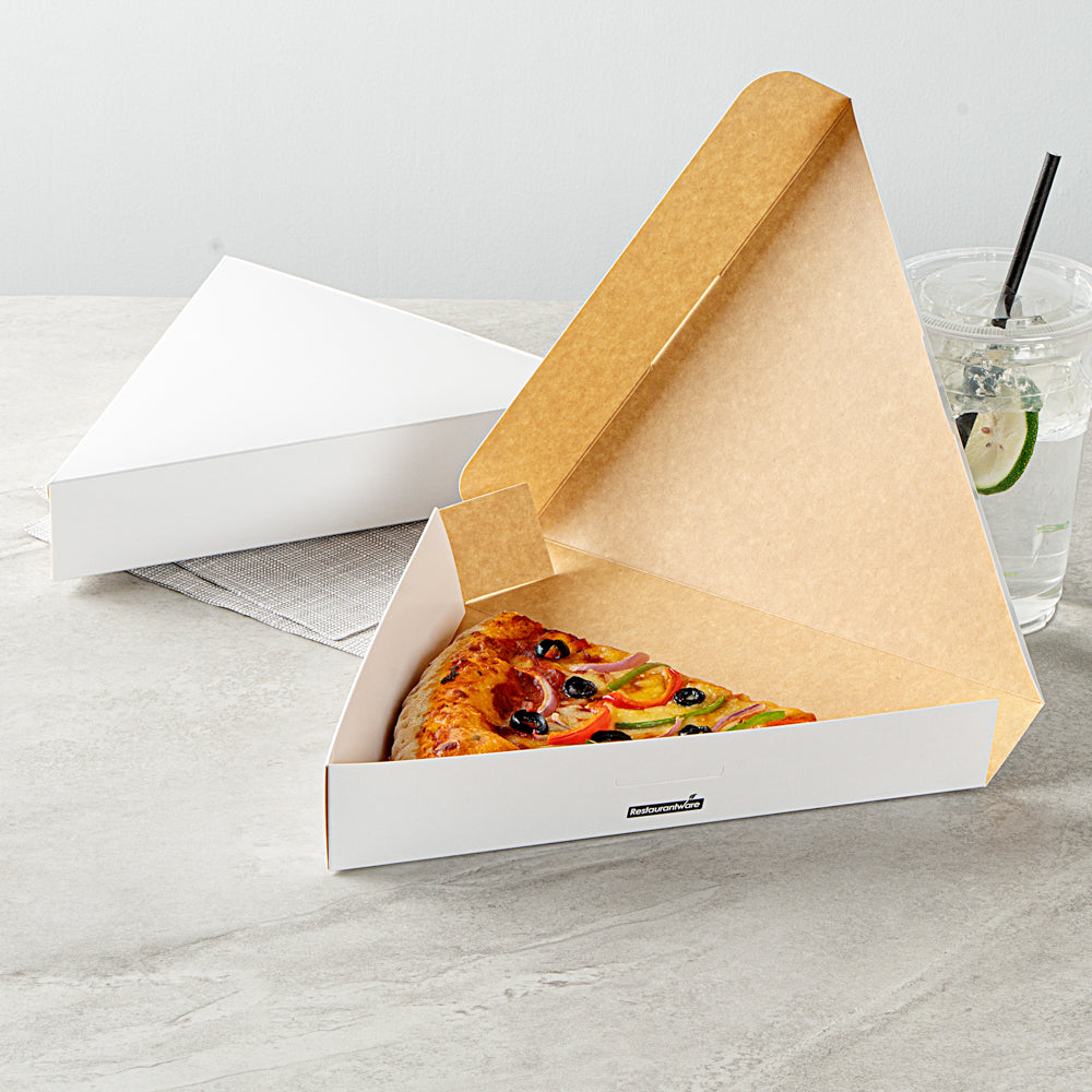 Eco Pie White Paper Pizza Slice Box - Clamshell - 9 1/4