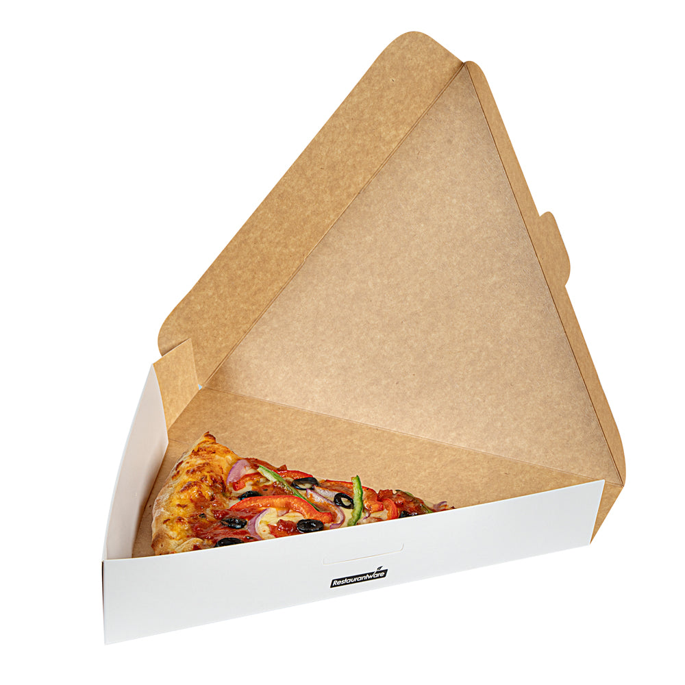 Eco Pie White Paper Pizza Slice Box - Clamshell - 9 1/4