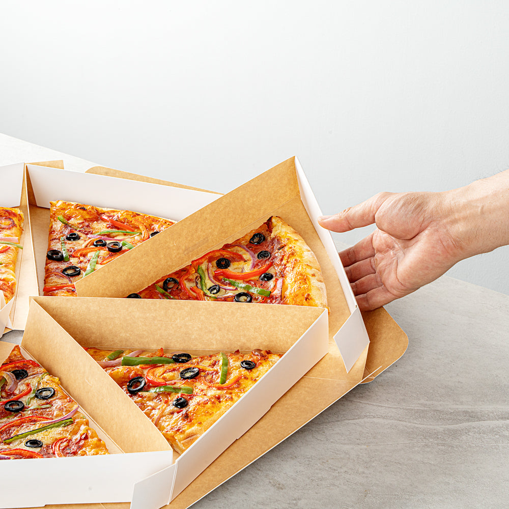 Eco Pie White Paper Pizza Slice Box - Clamshell - 9 1/4