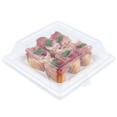 Pulp Safe Square Clear Plastic Dome Lid - Fits Sugarcane / Bagasse Medium Plate - 100 count box