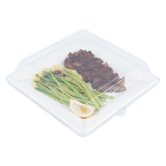 Pulp Safe Square Clear Plastic Dome Lid - Fits Sugarcane / Bagasse Large Plate - 100 count box