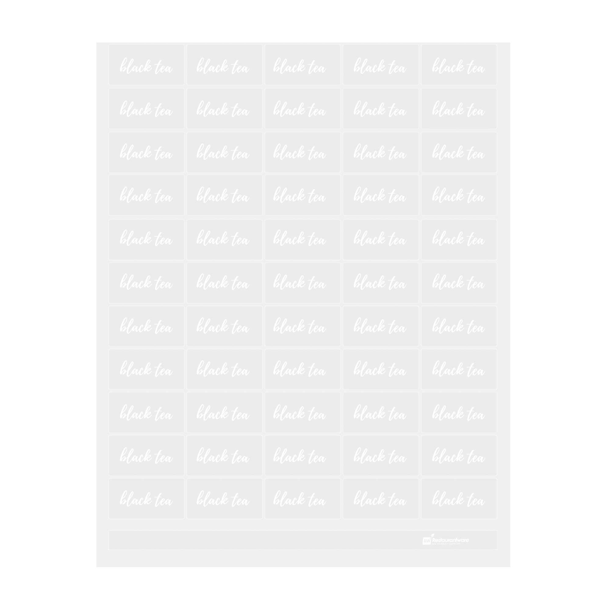 Label Tek Plastic Black Tea Label - Clear with White Font, Water-Resistant - 2" x 1" - 100 count box