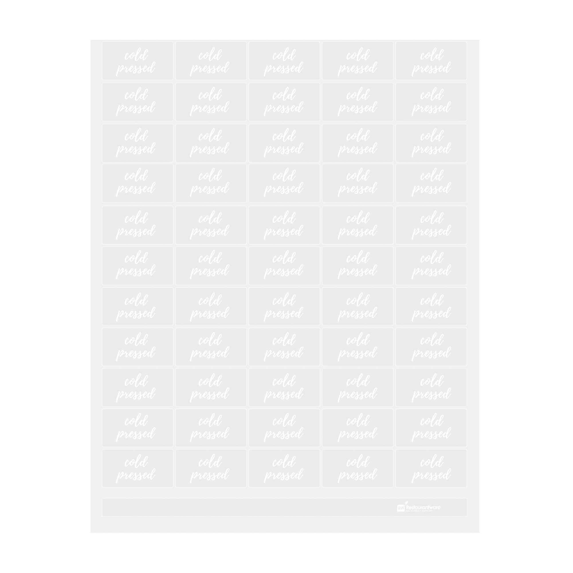 Label Tek Plastic Cold Pressed Label - Clear with White Font, Water ...