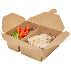 Bio Tek 47 oz Rectangle Kraft Paper #3 Bio Box Take Out Container - 2-Compartment - 6 1/2