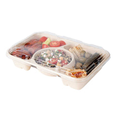 Pulp Tek Rectangle Clear Plastic Flat Lid - Fits Bagasse To Go Container - 50 count box