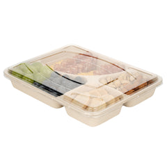 Pulp Tek Rectangle Clear Plastic Flat Lid - Fits To Go Trays - 100 count box
