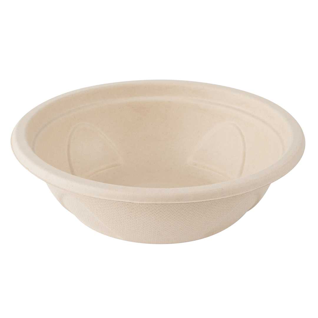 Pulp Tek 25 oz Round Natural Sugarcane / Bagasse Deco Bowl - 7" x 7" x 2" - 25 count box