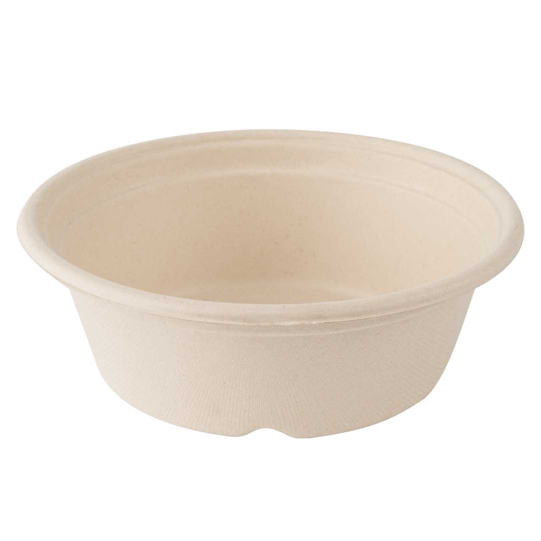 Pulp Tek 30 oz Round Natural Sugarcane / Bagasse To Go Bowl - 7" x 7" x 2 1/2" - 25 count box
