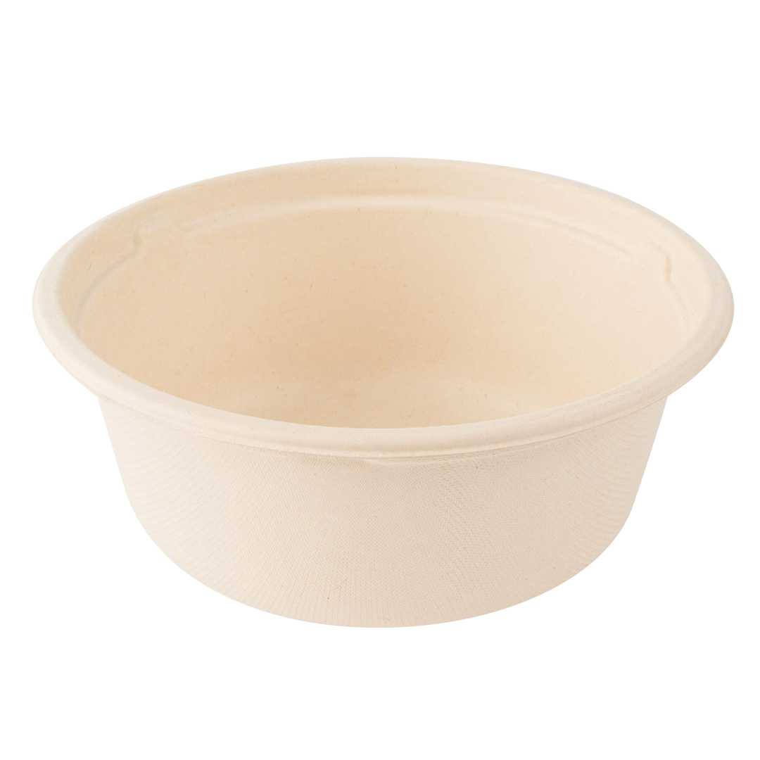 Pulp Tek 37 oz Round Natural Sugarcane / Bagasse To Go Bowl - 7" x 7" x 3" - 400 count box