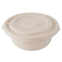 Pulp Tek Round Natural Sugarcane / Bagasse Flat Lid - Fits To Go Bowl - 400 count box