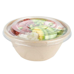 Pulp Tek Round Clear Plastic Flat Lid - Fits Bagasse To Go Bowl - 400 count box