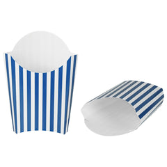 Bio Tek 4 oz Blue and White Stripe Paper Fry Cup / Snack Container - 4 3/4