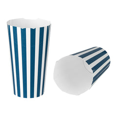Bio Tek 20 oz Blue and White Stripe Paper To Go Fry Cup - 3 1/4