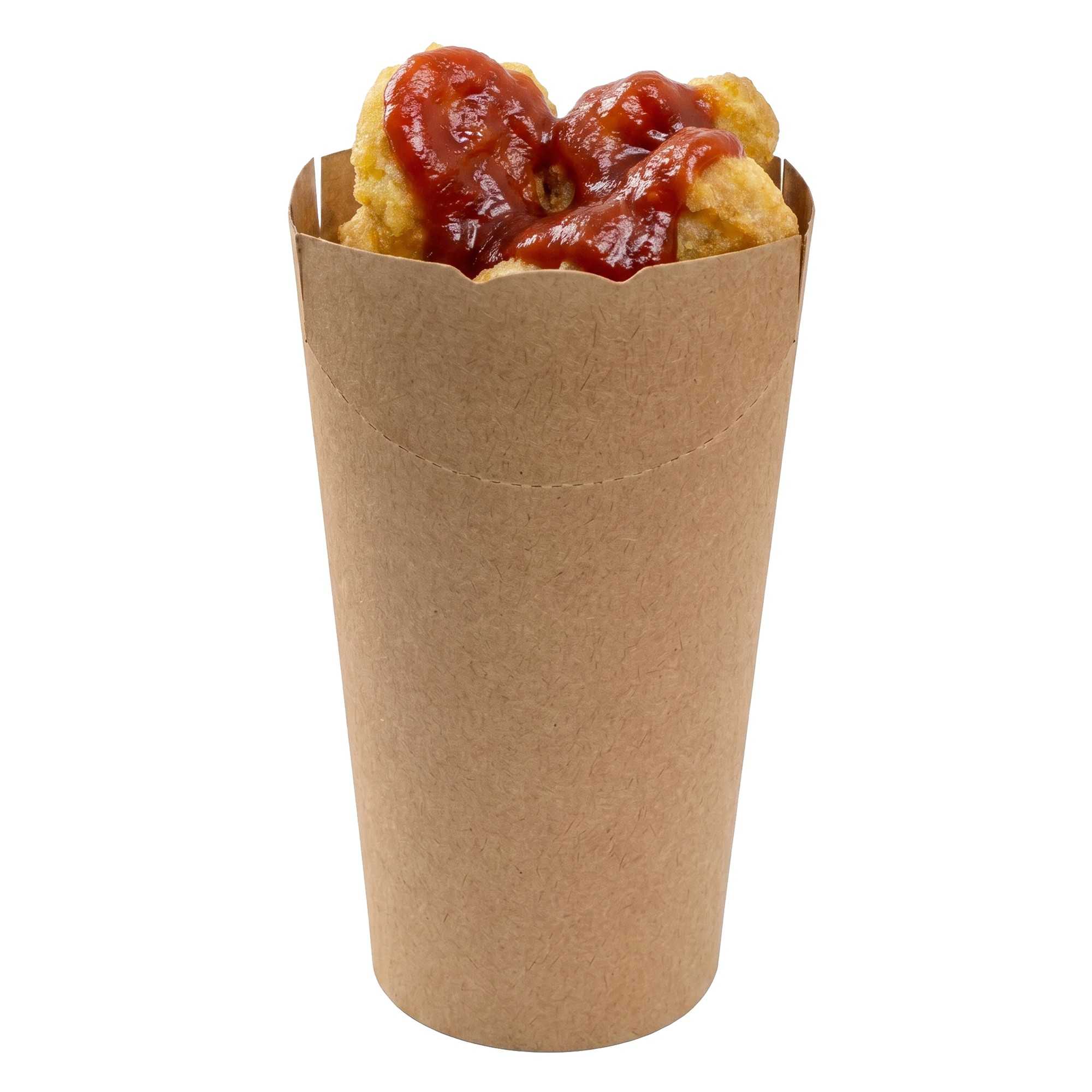Bio Tek 20 oz Round Kraft Paper To Go Fry Cup - 3 1/4" x 3 1/4" x 5" - 100 count box