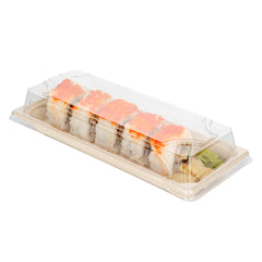 Pulp Tek Rectangle Clear Plastic Lid - Fits Long Sushi Tray - 8 3/4
