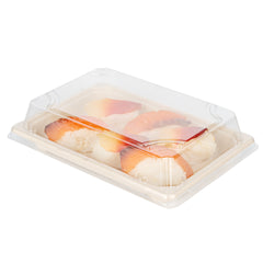 Pulp Tek Rectangle Clear Plastic Lid - Fits Small Sushi Tray - 6 1/2