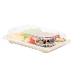 Pulp Tek Rectangle Clear Plastic Lid - Fits Medium Sushi Tray - 7 1/4